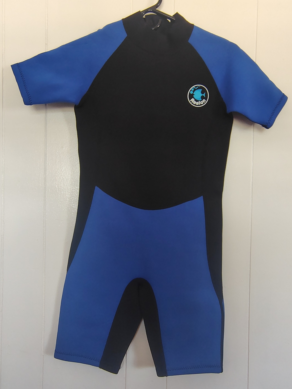 Realon Kids Short Sleeve Swim Rashguard - Blue and Black Size 2XL.